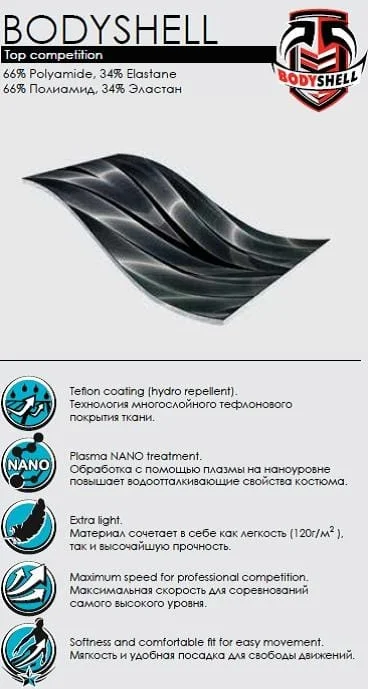 Varžybinės plaukimo glaudės Mad Wave Bodyshell juodos Varžybinės plaukimo glaudės Mad Wave Bodyshell juodos