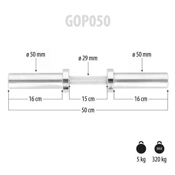 Trumpas olimpinis grifas +spaustukai GOP050, 50 cm Trumpas olimpinis grifas +spaustukai GOP050, 50 cm