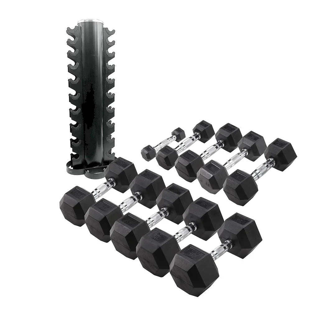Šešiakampiai gumuoti svarmenys BODYTRADING 1-10 kg su stovu Šešiakampiai gumuoti svarmenys BODYTRADING 1-10 kg su stovu