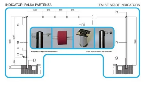 Stovai ASI304, posūkio nugara vėliavėlėms, false start žymekliams Stovai (2 vnt.) nerūdijančio plieno ASI304, posūkio nugara vėliavėlėms, klaidingo starto (false start) žymekliams