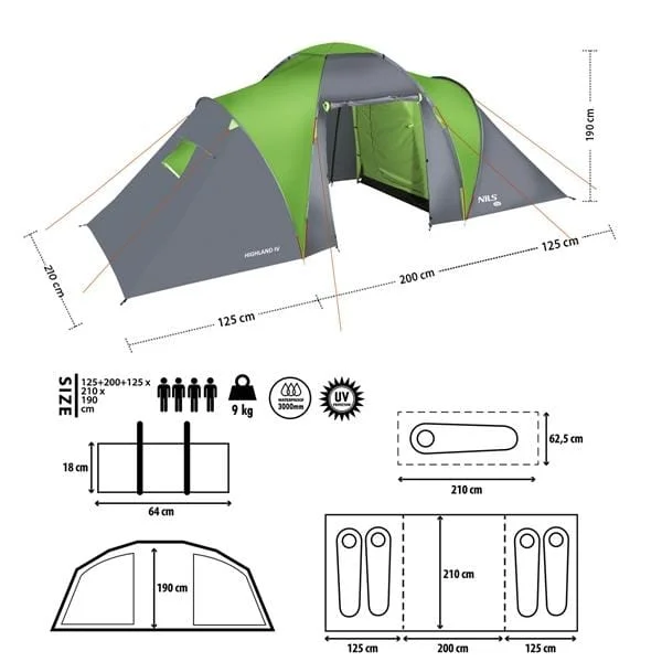 Palapinė HIGHLAND IV NILS CAMP, 4 asmenims Palapinė HIGHLAND IV NILS CAMP, 4 asmenims