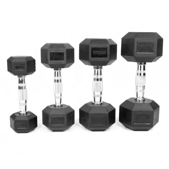 Šešiakampiai gumuoti svarmenys PROUD 1 – 60 kg Šešiakampiai gumuoti svarmenys PROUD 1 – 60 kg