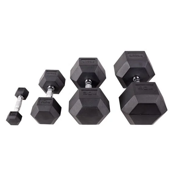 Šešiakampiai gumuoti svarmenys PROUD 1 – 60 kg Šešiakampiai gumuoti svarmenys PROUD 1 – 60 kg