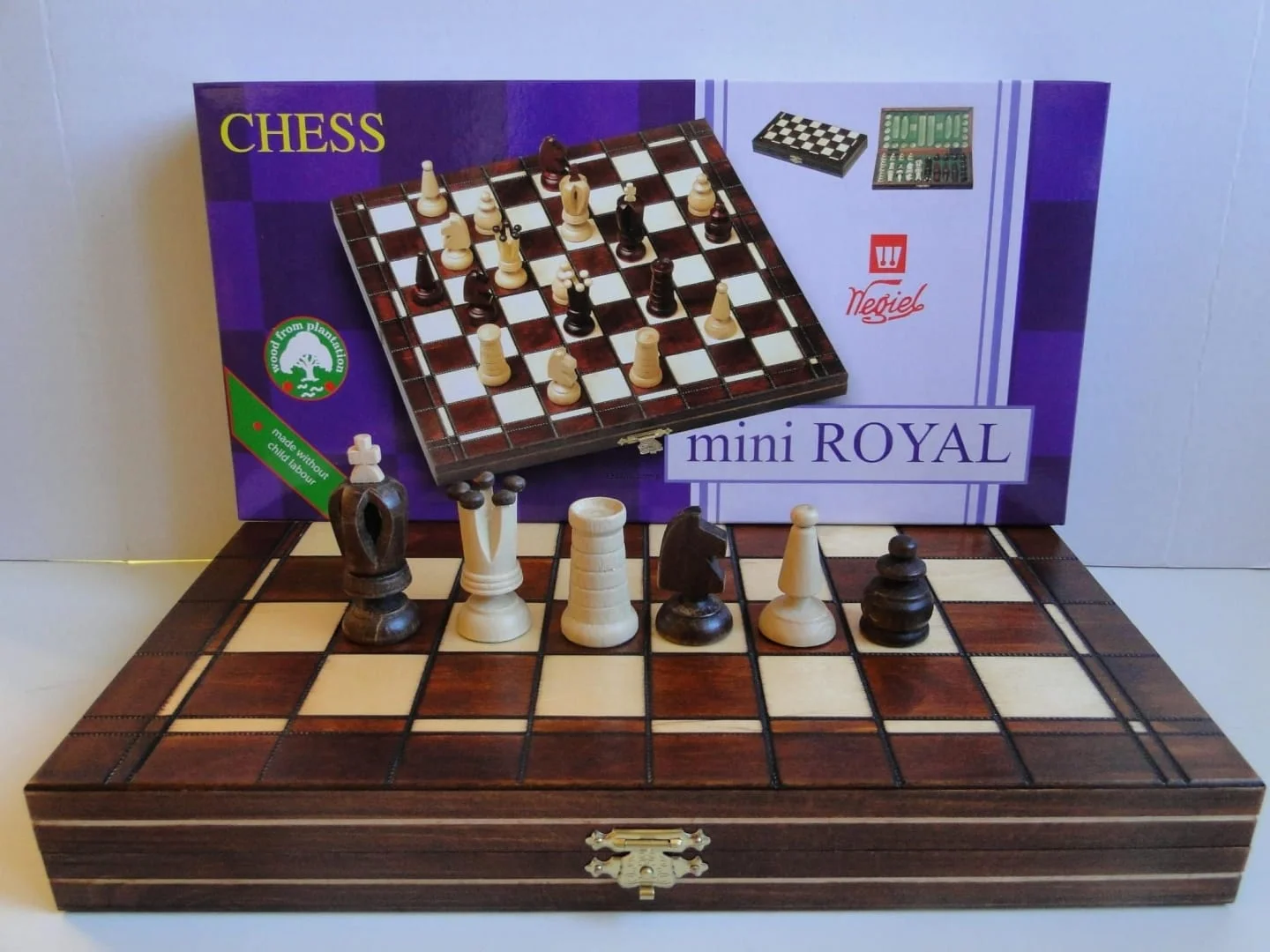 Mini ROYAL šachmatai, 31×31 cm, karalius 65 mm Mini ROYAL šachmatai, 31×31 cm, karalius 65 mm