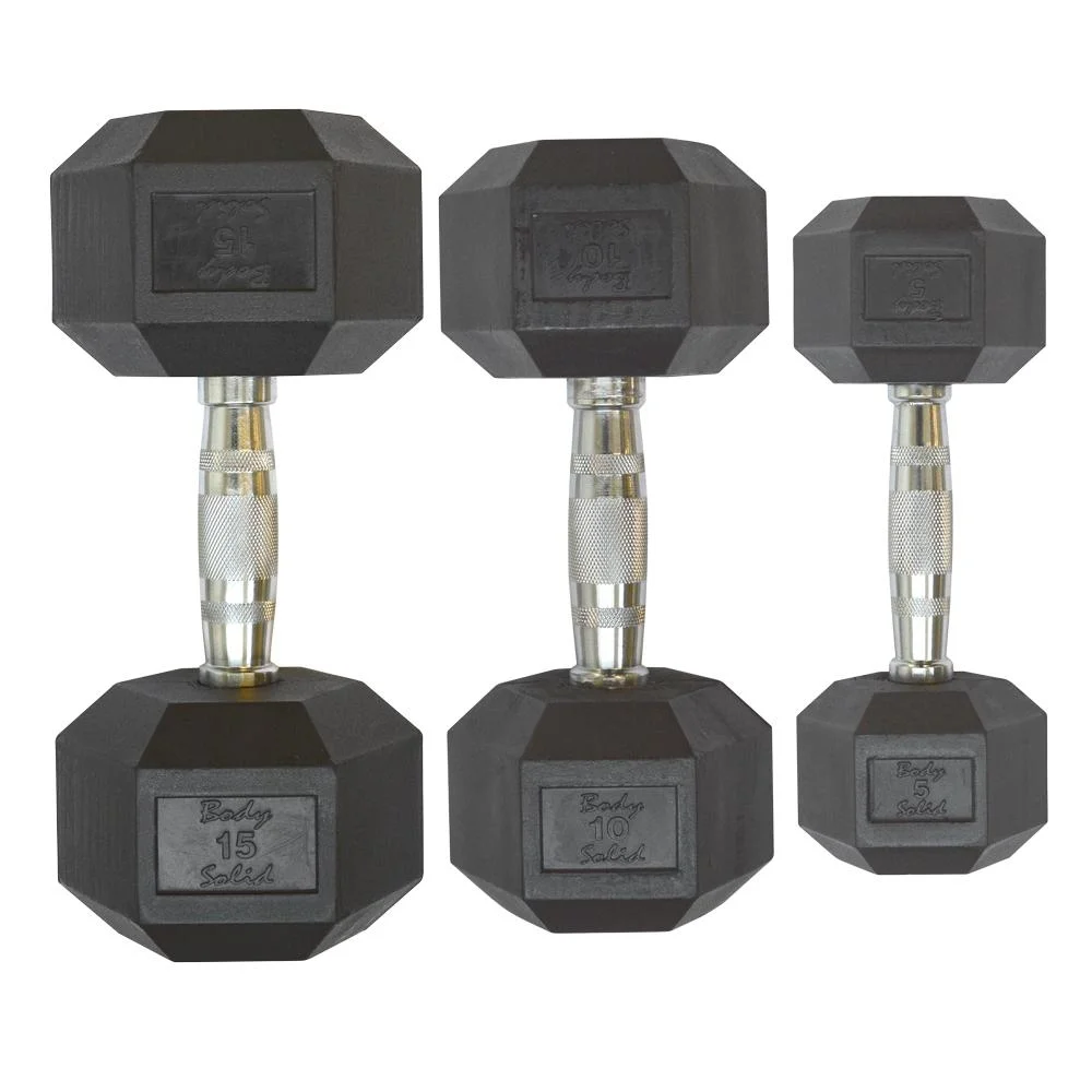Šešiakampiai gumuoti svarmenys HEXRU 1-50 kg Šešiakampiai gumuoti svarmenys HEXRU 1-35 kg