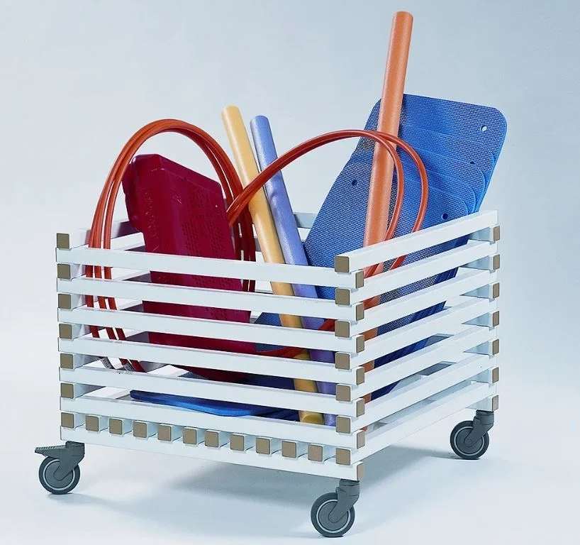 Plastikinis sporto inventoriaus sandėliavimo vežimėlis, 2 dydžių. Plastikinis sporto inventoriaus sandėliavimo vežimėlis, 2 dydžių.