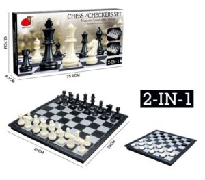 Magnetiniai šachmatai+ šaškių rinkinys 25 x 25 cm