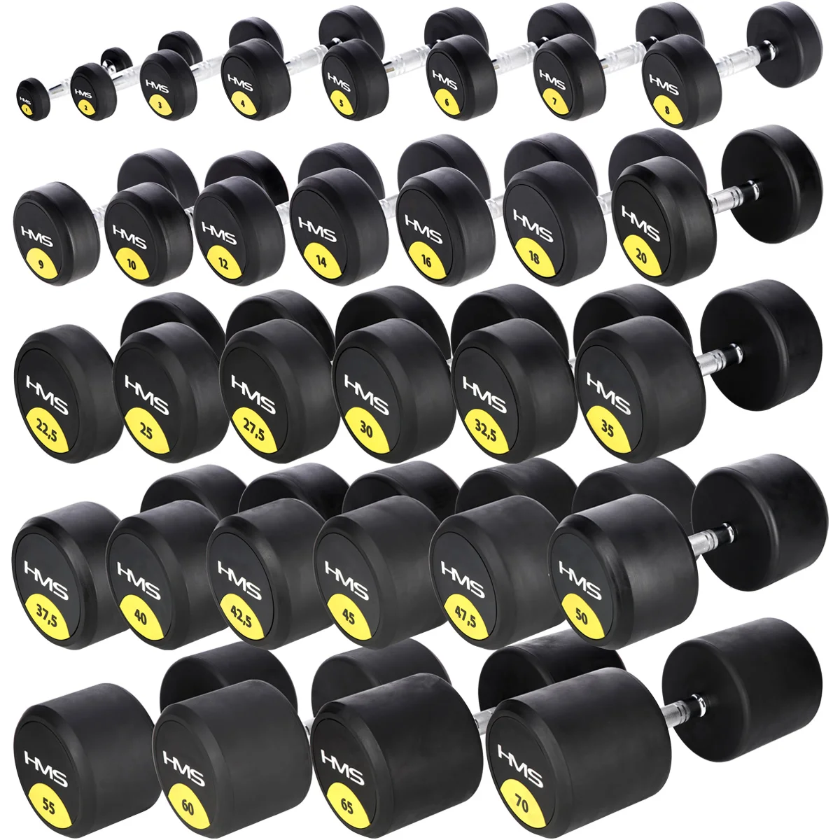 Svarmuo gumuotas 1-70kg Svarmuo gumuotas 1-70kg