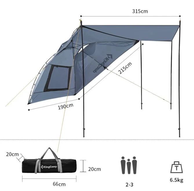 KING CAMP Compass Plus turistinė palapinė–stogelis, pilka - Image 4 KING CAMP Compass Plus turistinė palapinė–stogelis, pilka - Image 4