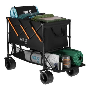 patogus daiktų transportavimo vežimėlis NC2607 XXL CAMPING CART BLACK-ORANGE 160L